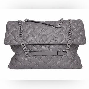 Kurt Geiger Kensington Gray Quilted Chain Shoulder Bag
